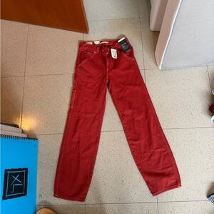 NWT Levi’s Red Orange Straight-Leg Utility Jeans